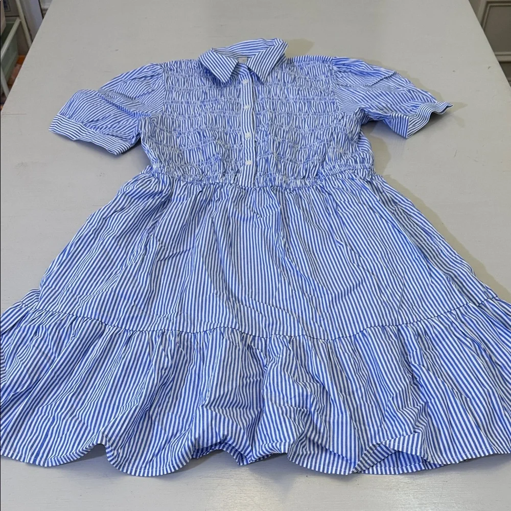 CLEAROUT J. Crew Striped smocked shirt-dress Size Small - Picture 3 of 9